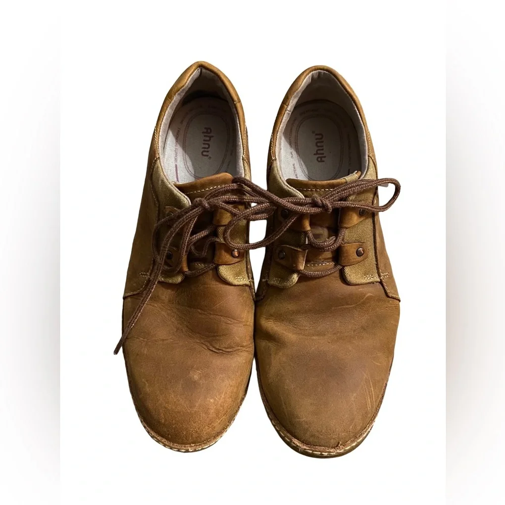 Ahnu Brown Leather Oxford Casual Dress Suede Shoes - Mens Size 9.5
